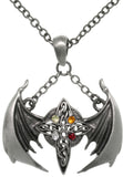 Jewelry Trends Pewter Dangling Dragon Winged Cross Pendant with a 24 Inch Chain Necklace