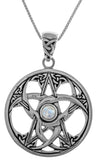 Jewelry Trends Sterling Silver Celtic Triple Crescent Moon and Star Pendant with Moonstone on 18 Inch Chain Necklace
