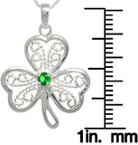 Jewelry Trends Sterling Silver Filigree Cubic Zirconia Lucky Clover Pendant With 18 Inch Chain Necklace