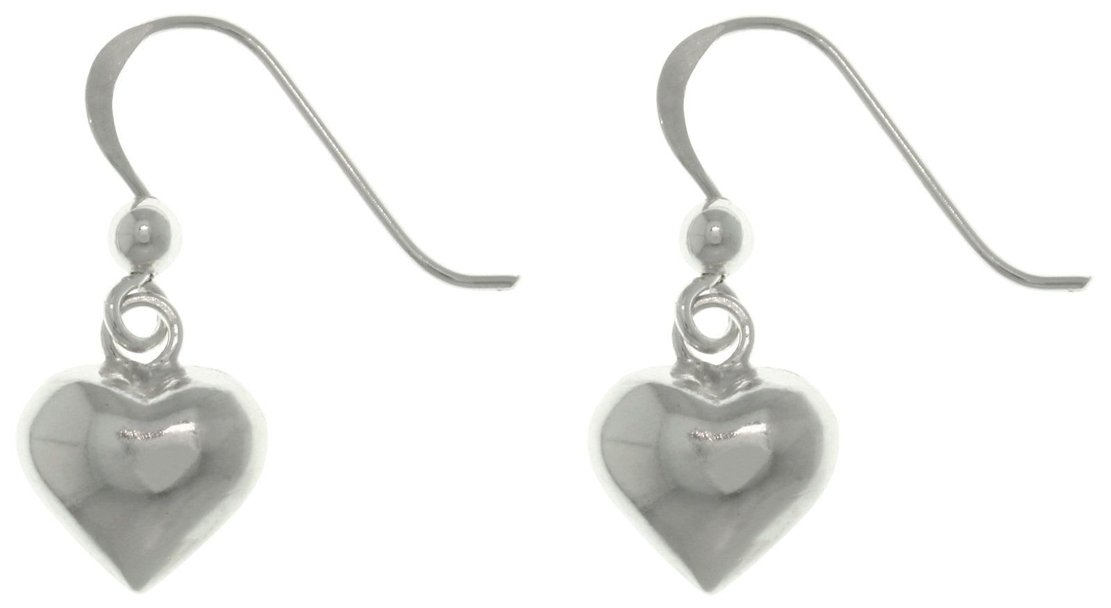 Jewelry Trends Sterling Silver Petite Puff Heart Dangle Earrings