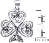 Jewelry Trends Sterling Silver Celtic Claddagh Clover Shamrock of Faith Pendant on Chain Necklace