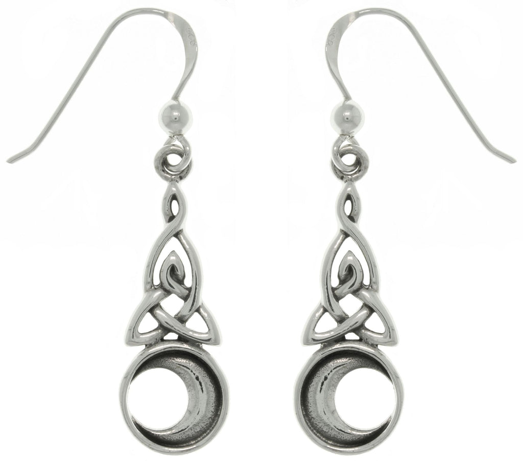 Jewelry Trends Sterling Silver Celtic Triquetra Trinity Moon Dangle Earrings