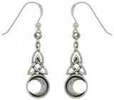 Jewelry Trends Sterling Silver Celtic Triquetra Trinity Moon Dangle Earrings
