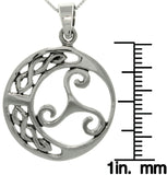 Jewelry Trends Sterling Silver Celtic Moon Trinity Knot Pendant with 18 Inch Box Chain Necklace