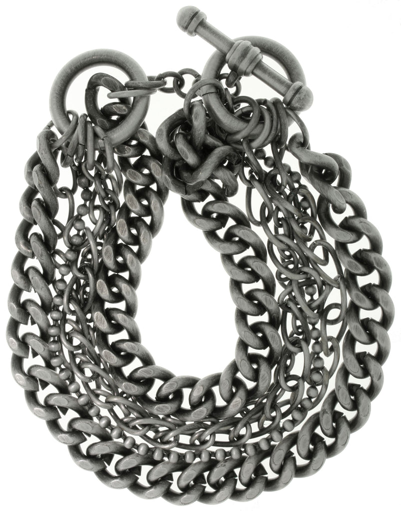 Jewelry Trends Silver Plated Brass Six Chain Toggle Bracelet