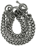 Jewelry Trends Silver Plated Brass Six Chain Toggle Bracelet