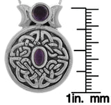 Jewelry Trends Sterling Silver Round Celtic Moon Goddess Pendant with Purple Amethyst on 18 Inch Box Chain Necklace