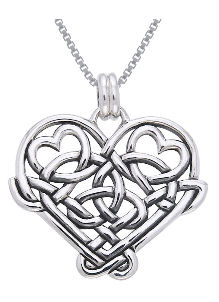 Jewelry Trends Sterling Silver Celtic Knot Eternal Love Heart Pendant on Box Chain Necklace Gift