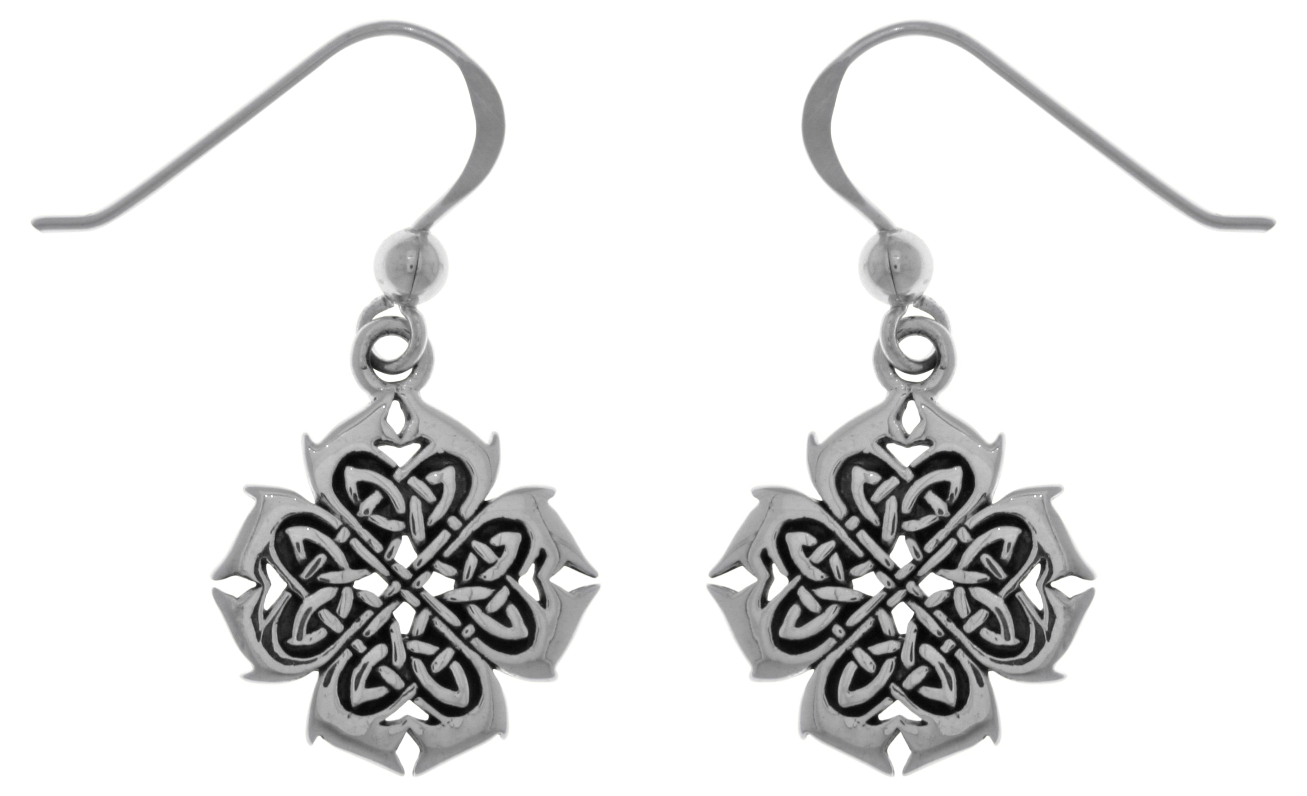 Jewelry Trends Sterling Silver Celtic Knotwork Cross of Inspiration Dangle Earrings