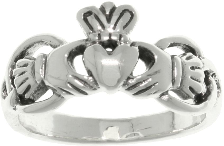 Jewelry Trends Sterling Silver Celtic Claddagh Ring with Heart and Crown Whole Sizes 5 - 10 - 5