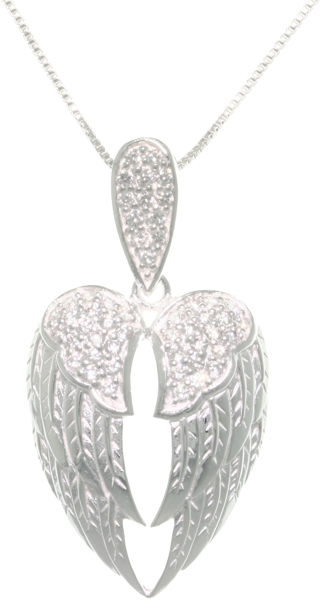 Jewelry Trends Sterling Silver Pave Cubic Zirconia Angel Wings