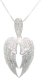 Jewelry Trends Sterling Silver Pave Cubic Zirconia Angel Wings Pendant Necklace