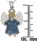 Jewelry Trends Pewter Enamel Joyful Angel Charm with 18 Inch Chain Necklace