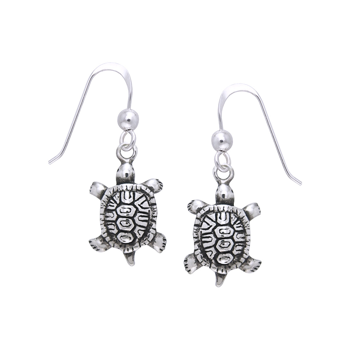 Jewelry Trends Sterling Silver Diamondback Turtle Dangle Earrings
