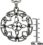 Jewelry Trends Pewter Celtic Circle of Life Medallion Green Crystal Pendant on 24 Inch Chain Necklace