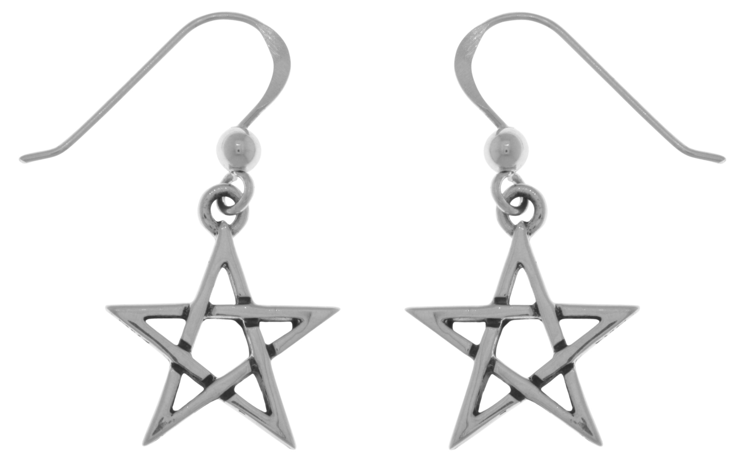 Jewelry Trends Sterling Silver Five Point Star Dangle Earrings