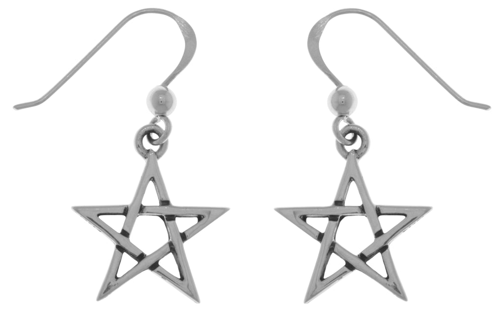 Jewelry Trends Sterling Silver Five Point Star Dangle Earrings