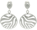 Jewelry Trends Sterling Silver Circle Cut Out Zebra Stripes Dangle Earrings