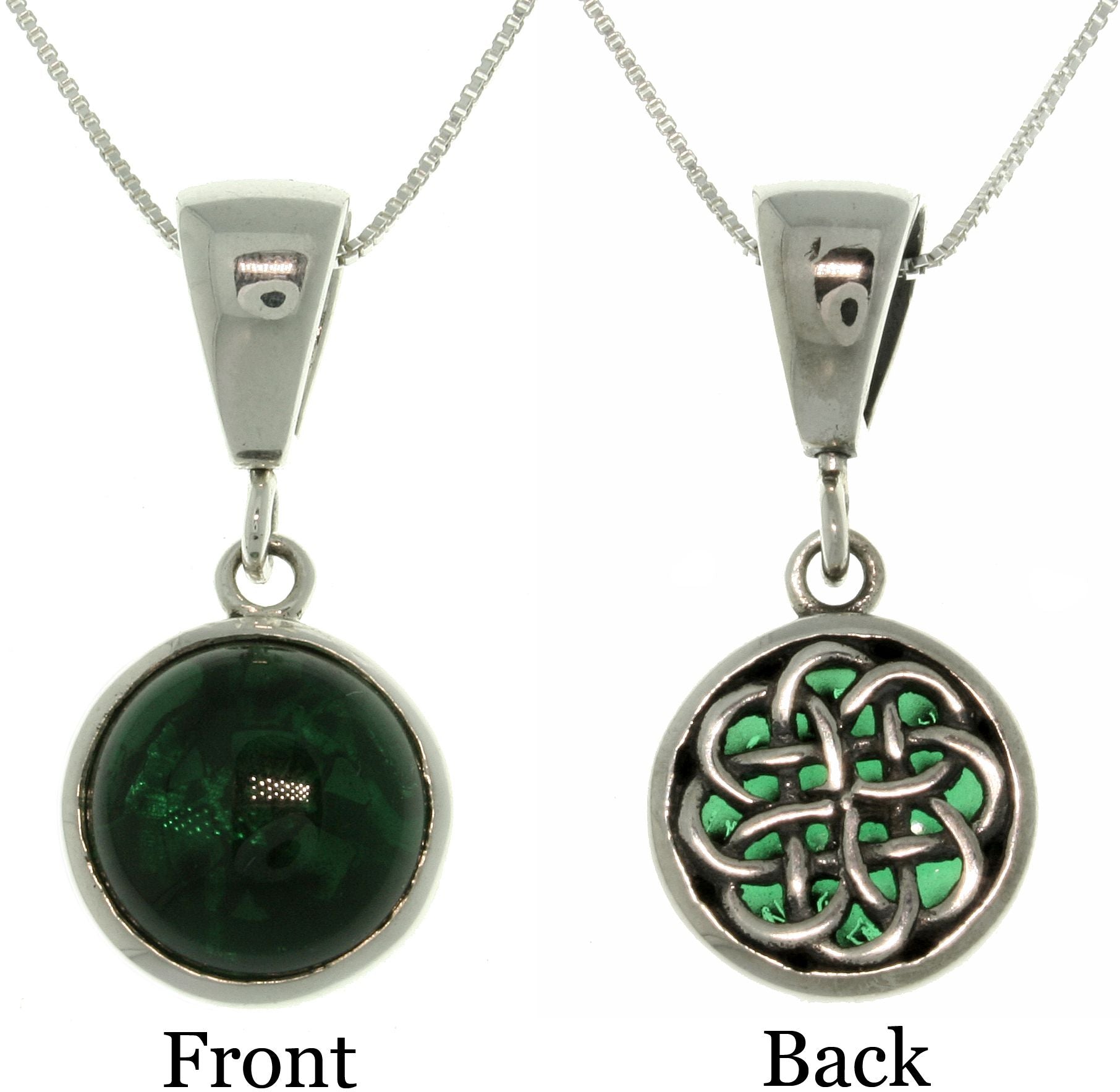 Jewelry Trends Sterling Silver Celtic Energy Knot Reversible Pendant with 18 Inch Box Chain Necklace
