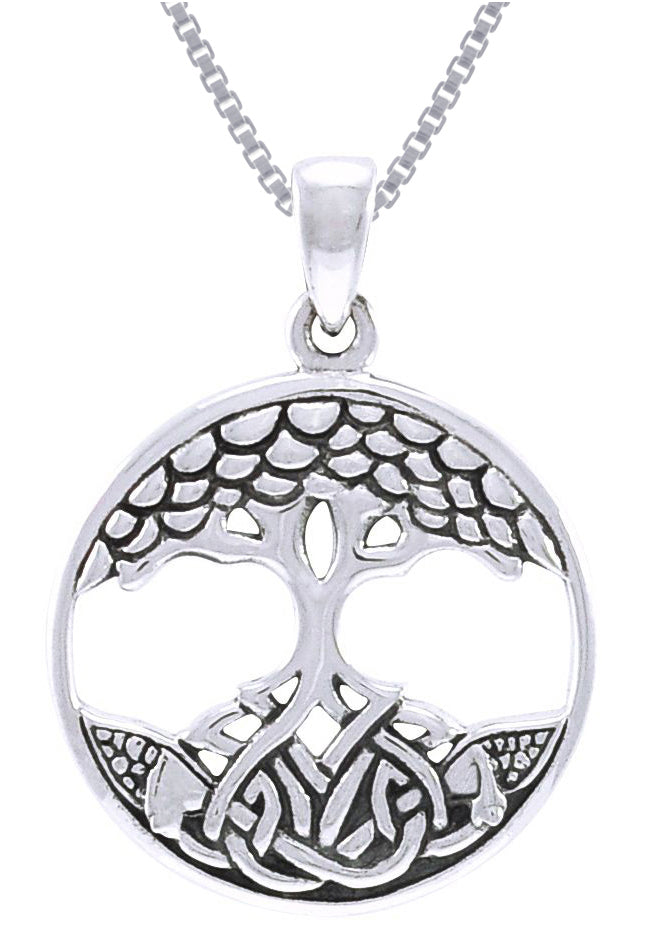 Jewelry Trends Sterling Silver Celtic Tree of Life Pendant on 18 Inch Box Chain Necklace
