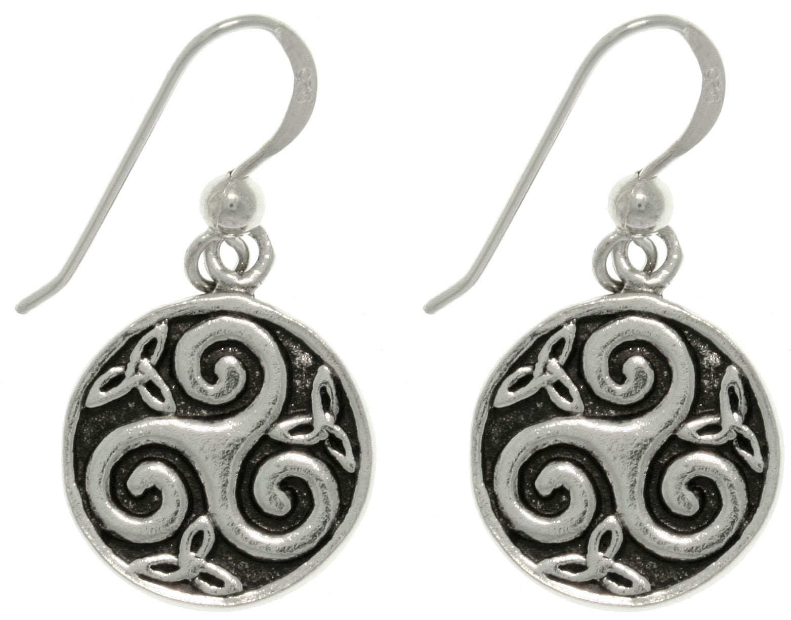 Jewelry Trends Sterling Silver Celtic Trinity Knot Spiral Round Dangle Earrings