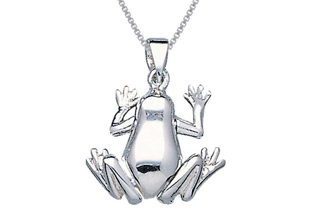 Jewelry Trends Sterling Silver Frog Pendant on 18 Inch Box Chain Necklace