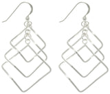 Jewelry Trends Sterling Silver Cascading Square Long Dangle Earrings