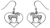 Jewelry Trends Sterling Silver Horse in Heart Dangle Earrings