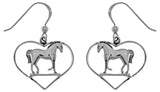 Jewelry Trends Sterling Silver Horse in Heart Dangle Earrings