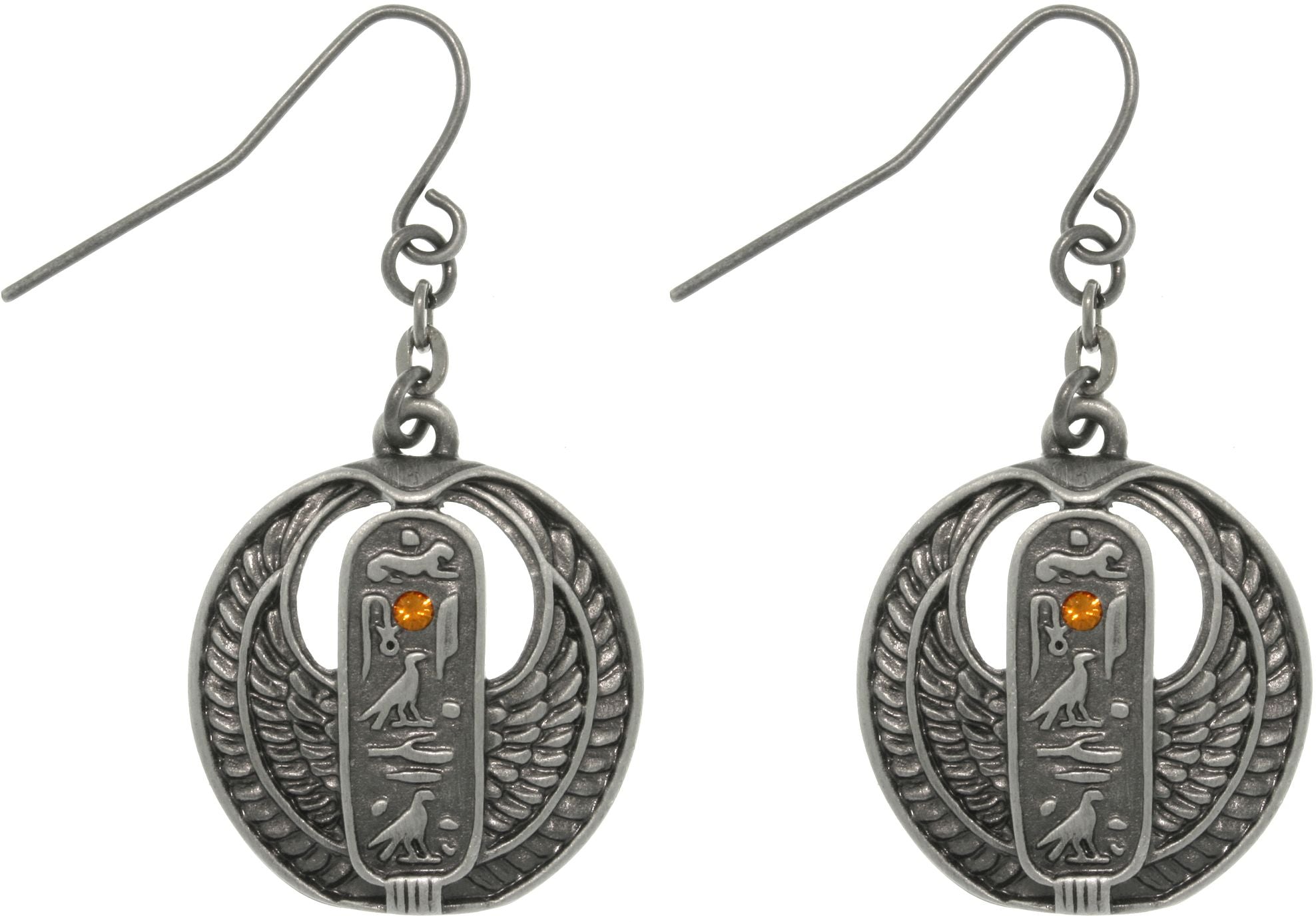 Jewelry Trends Pewter Rhinestone Egyptian Cartouche Earrings