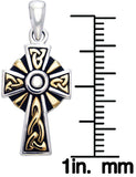 Jewelry Trends Sterling Silver and Gold-plated Celtic Trinity Cross Pendant on Box Chain Necklace Religious Gift