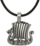 Jewelry Trends Pewter Viking Ship Pendant with 18 Inch Black Leather Cord Necklace