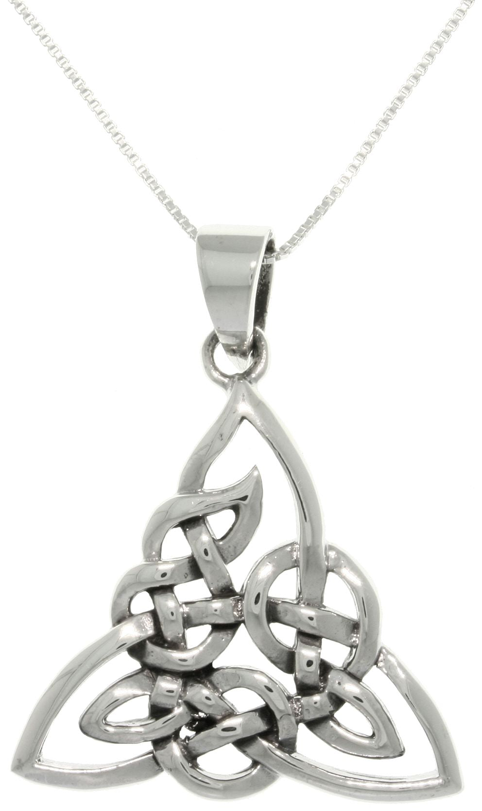 Jewelry Trends Sterling Silver Celtic Triangle Trinity Knot Pendant with 18 Inch Chain Necklace