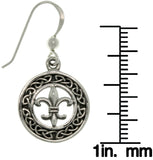 Jewelry Trends Sterling Silver Celtic Knot Fleur De Lis Dangle Earrings