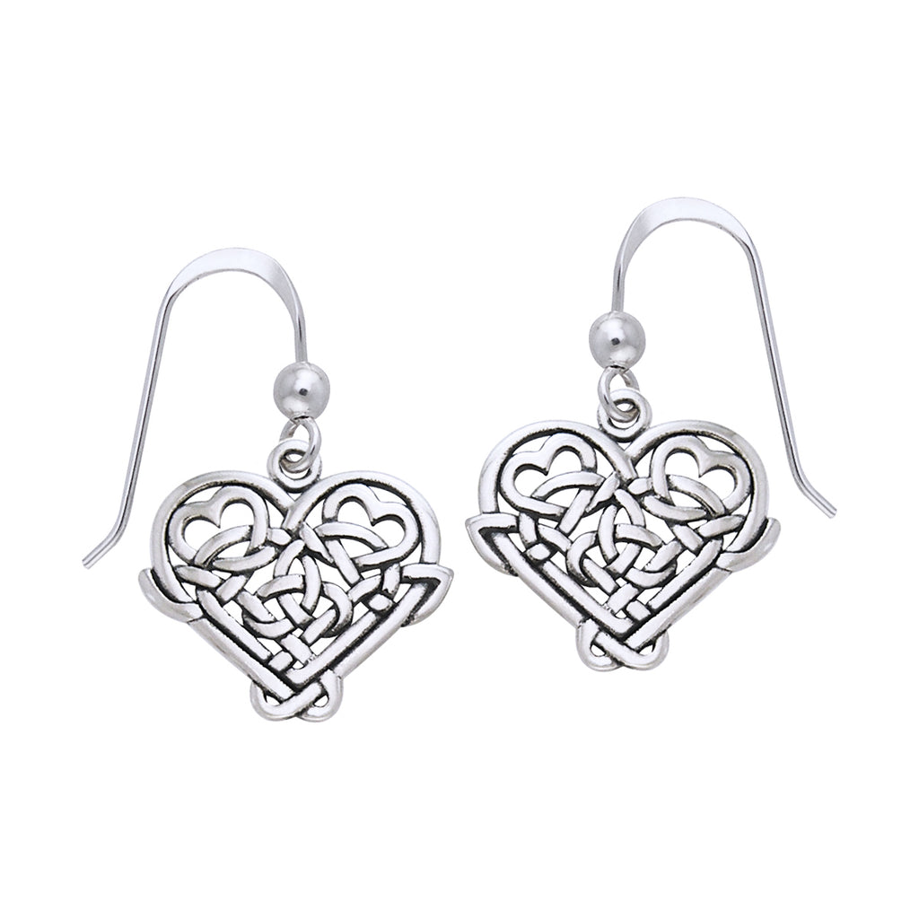 Jewelry Trends Sterling Silver Celtic Knot Eternal Love Heart Dangle Earrings Gift