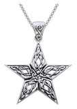 Jewelry Trends Celtic Knot Work Star Pentacle Sterling Silver Pendant Necklace 18"