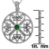 Jewelry Trends Sterling Silver Celtic Trinity Knot Medallion Pendant with Green Glass on 18 Inch Box Chain Necklace