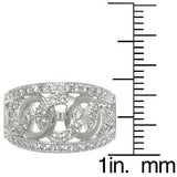 Jewelry Trends Sterling Silver Pave set Cubic Zirconia CZ Love and Hope Links Ring Whole Sizes 6 - 9