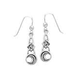 Jewelry Trends Sterling Silver Celtic Knotwork Crescent Moon Dangle Earrings