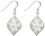 Jewelry Trends Sterling Silver Flower-filled Teardrop Dangle Earrings