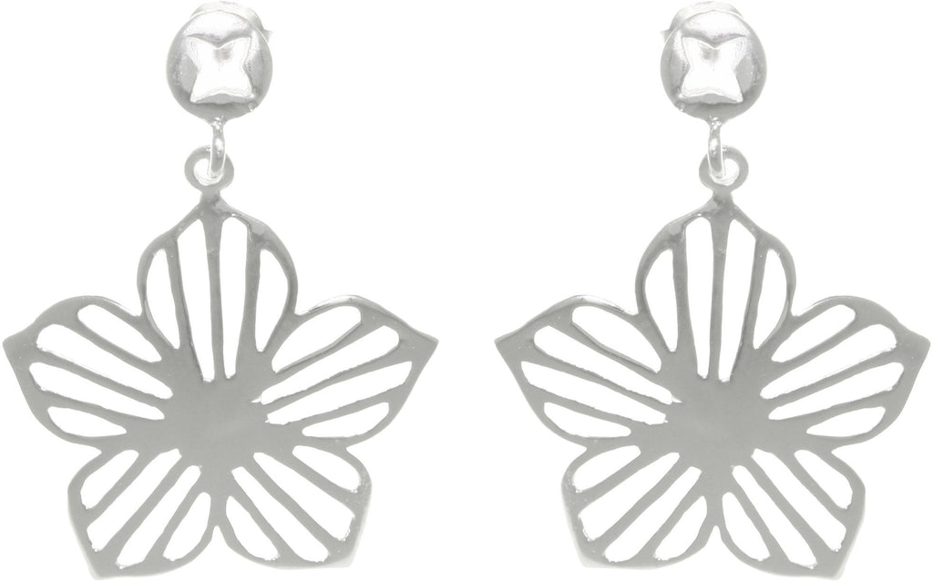 Jewelry Trends Sterling Silver Plumeria Flower Dangle Earrings