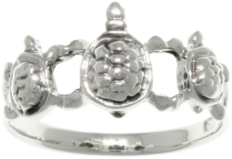 Jewelry Trends Sterling Silver Three Linked Turtles Band Ring Whole Sizes 6 - 9