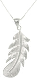Jewelry Trends Sterling Silver Polished Long Feather Pendant on 18 Inch Box Chain Necklace