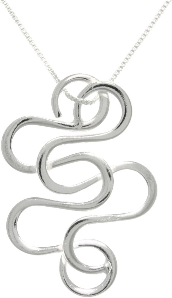 Jewelry Trends Sterling Silver Snake Swirl Pendant on 18 Inch Box Chain Necklace