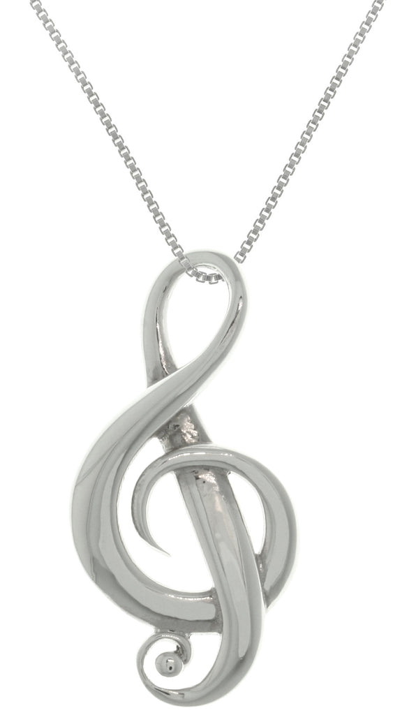 Jewelry Trends Sterling Silver Treble G Clef Music Note Symbol Pendant on 18 Inch Box Chain Necklace