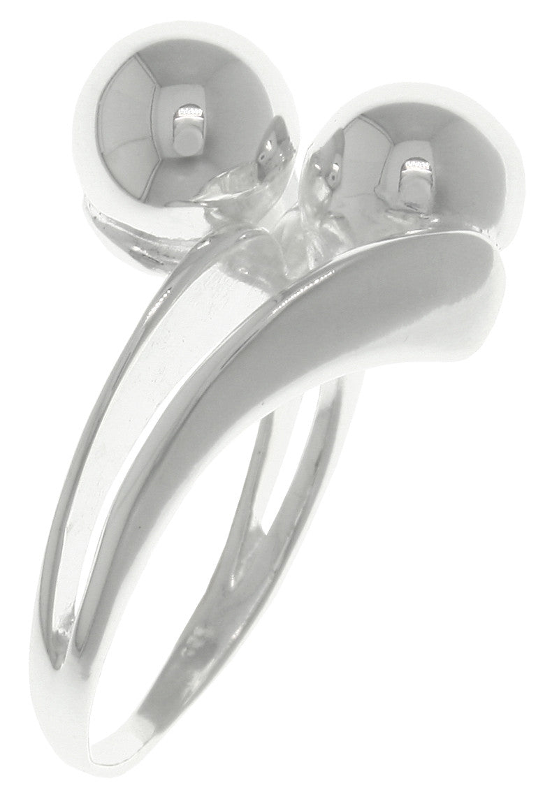 Jewelry Trends Sterling Silver Split Shank Double Ball Cocktail Ring Whole Sizes 6 - 9