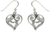 Jewelry Trends Sterling Silver Mother and Child Heart Dangle Earrings Gift
