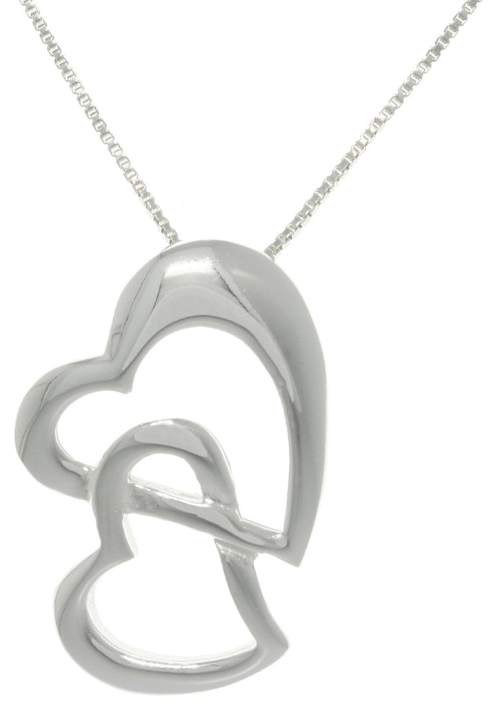 Jewelry Trends Sterling Silver Linked Love Hearts Pendant with 18 Inch Box Chain Necklace