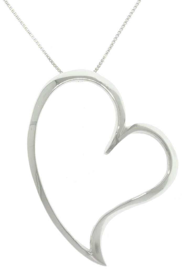 Jewelry Trends Sterling Silver Large Open Floating Heart Pendant on 18" Box Chain Necklace