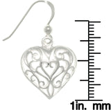 Jewelry Trends Sterling Silver Filigree Heart Dangle Earrings